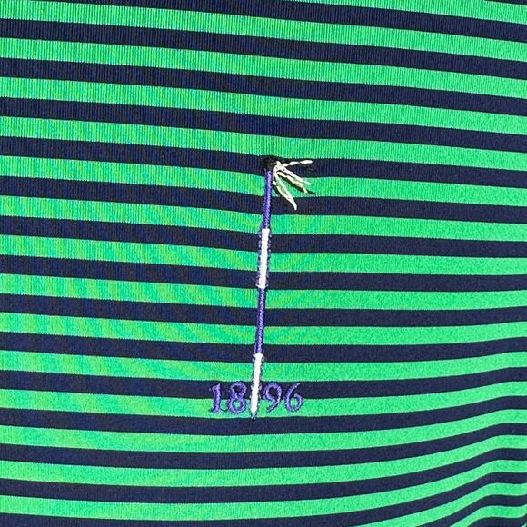 RLX Ralph Lauren Polo Shirt Men’s Medium Green Striped Short Sleeve Merion Golf - Picture 2 of 8